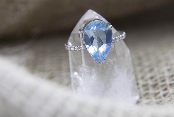 Anel Gota Topázio Sky Extra Diamantes