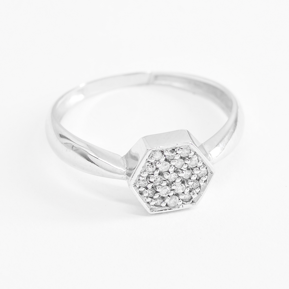 Anel Hexágono Diamantes