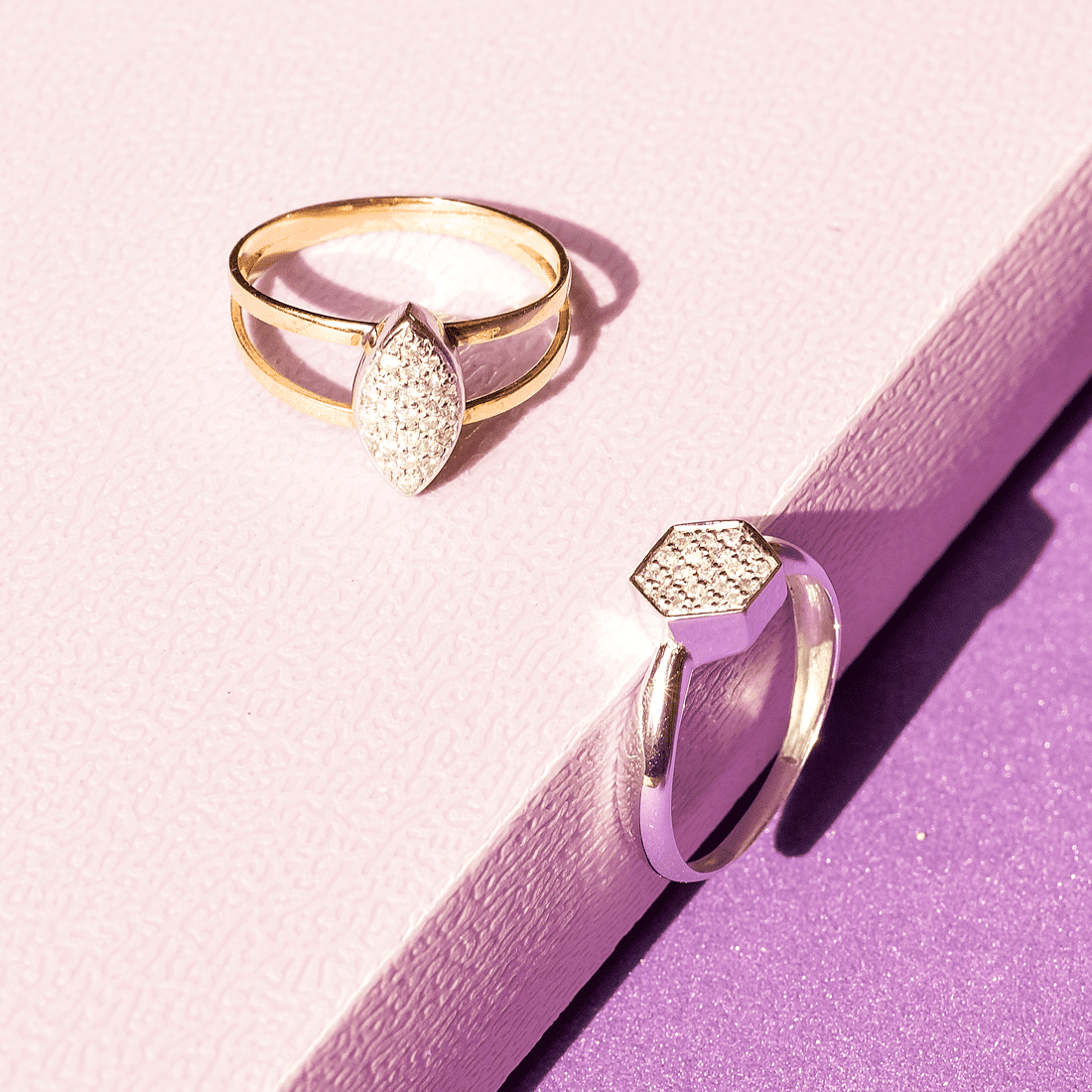 Anel Hexágono Diamantes