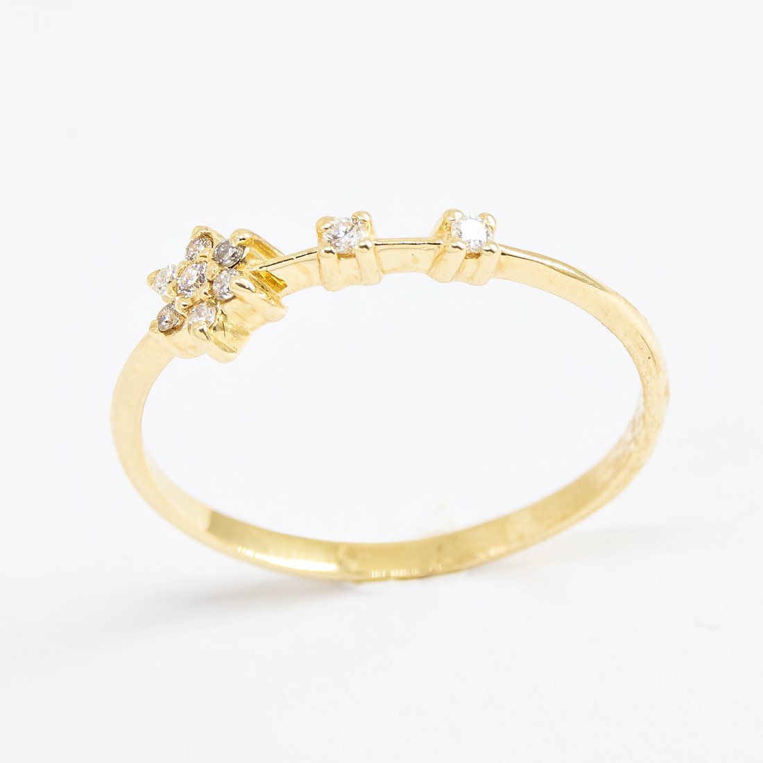 Anel Line Flor e Estrela Diamantes