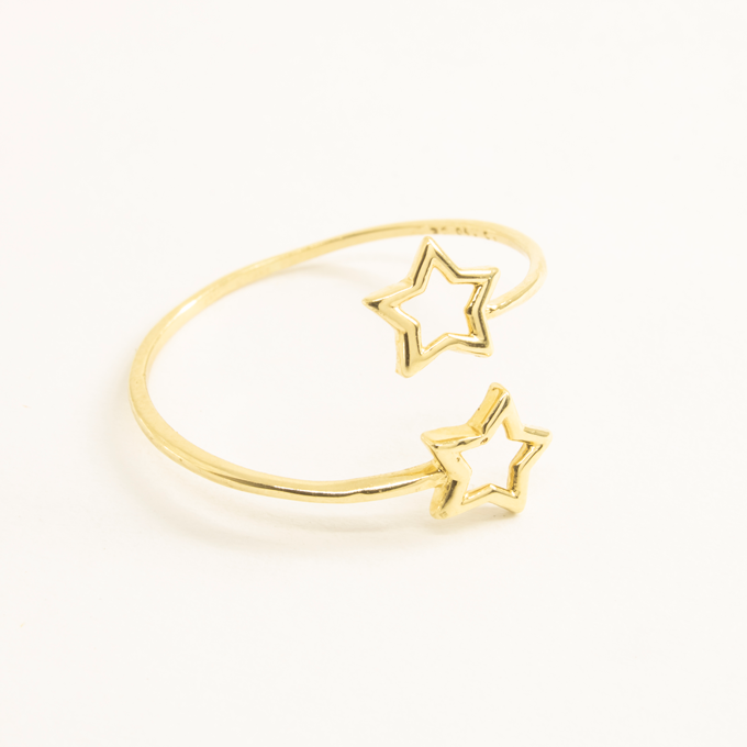Anel Mini Garras Estrelas Ouro Liso 