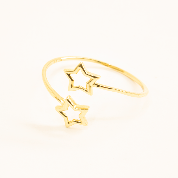 Anel Mini Garras Estrelas Ouro Liso 