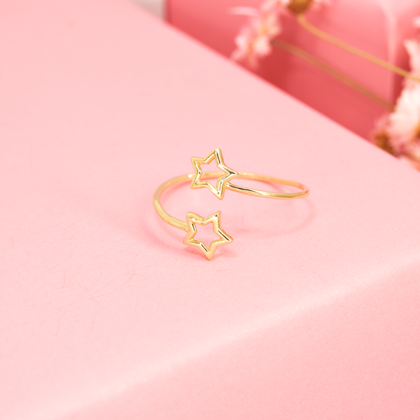 Anel Mini Garras Estrelas Ouro Liso 