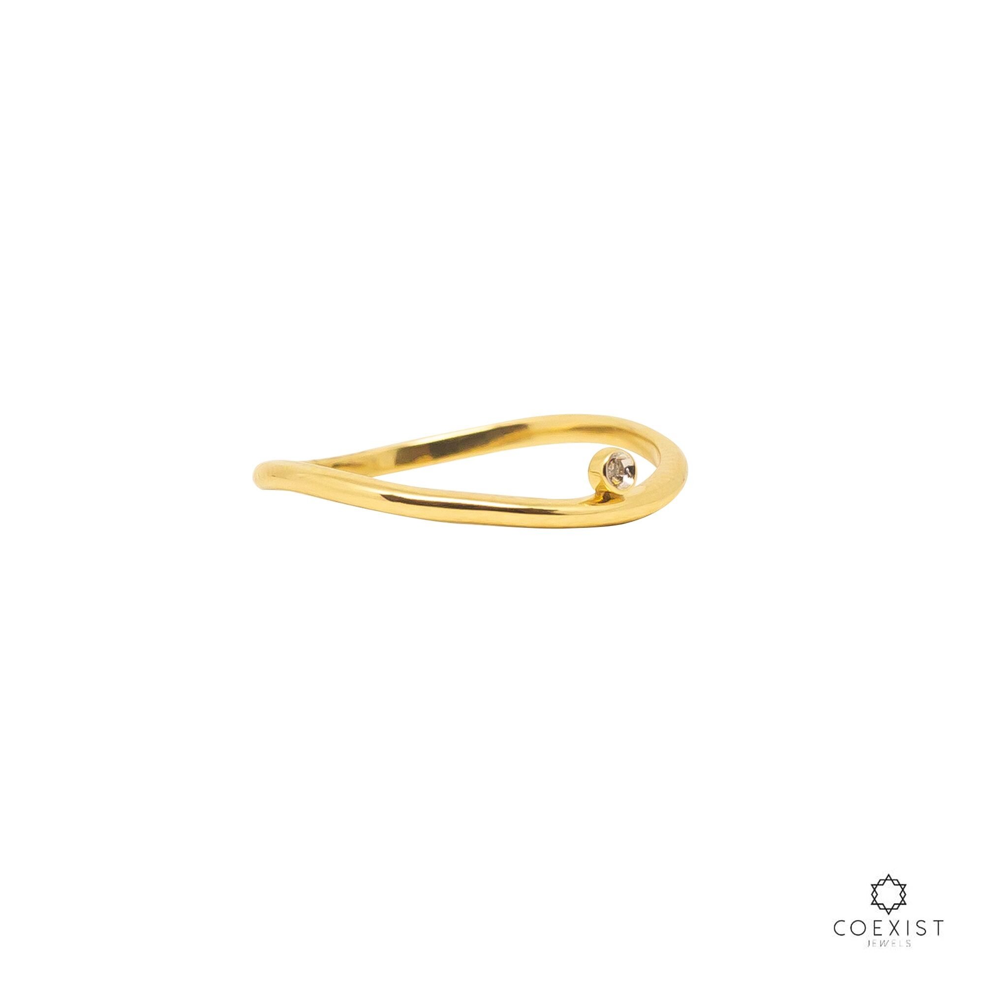 Anel Minimal Style Aro Duplo Ouro 18K e Diamantes