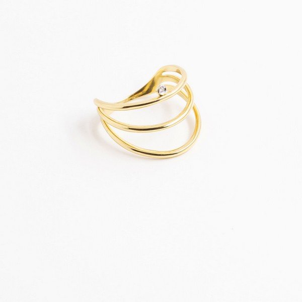 Anel Minimal Style Aro Triplo Ponto de Luz