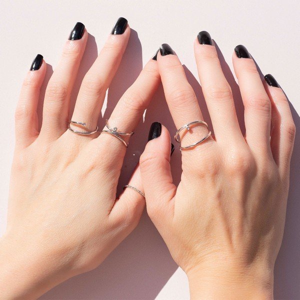 Anel Minimal Style Duplo Open Diamante