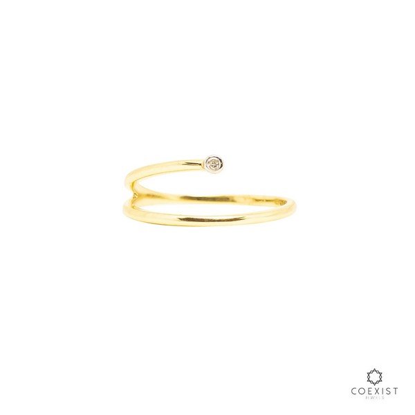 Anel Minimal Style Meia Volta Diamante