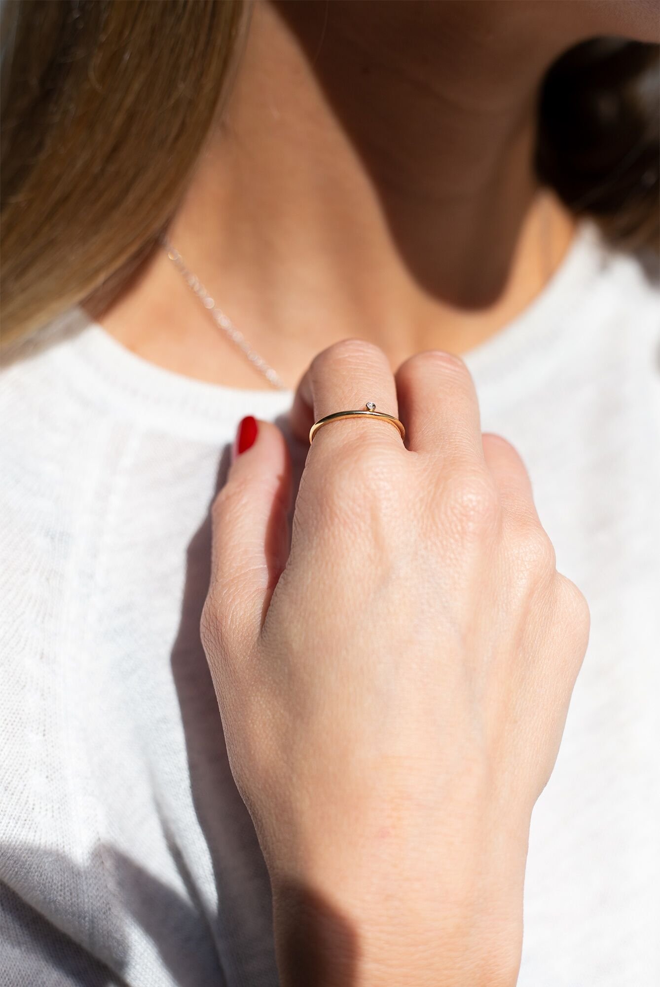 Anel Minimal Style Ouro 18k e Diamantes 