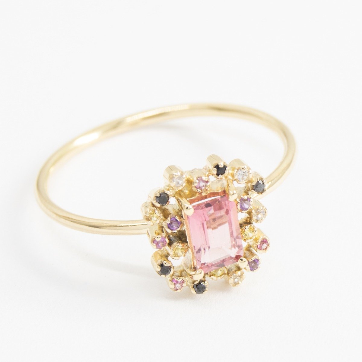 Anel Mold Safiras e Diamantes Negros