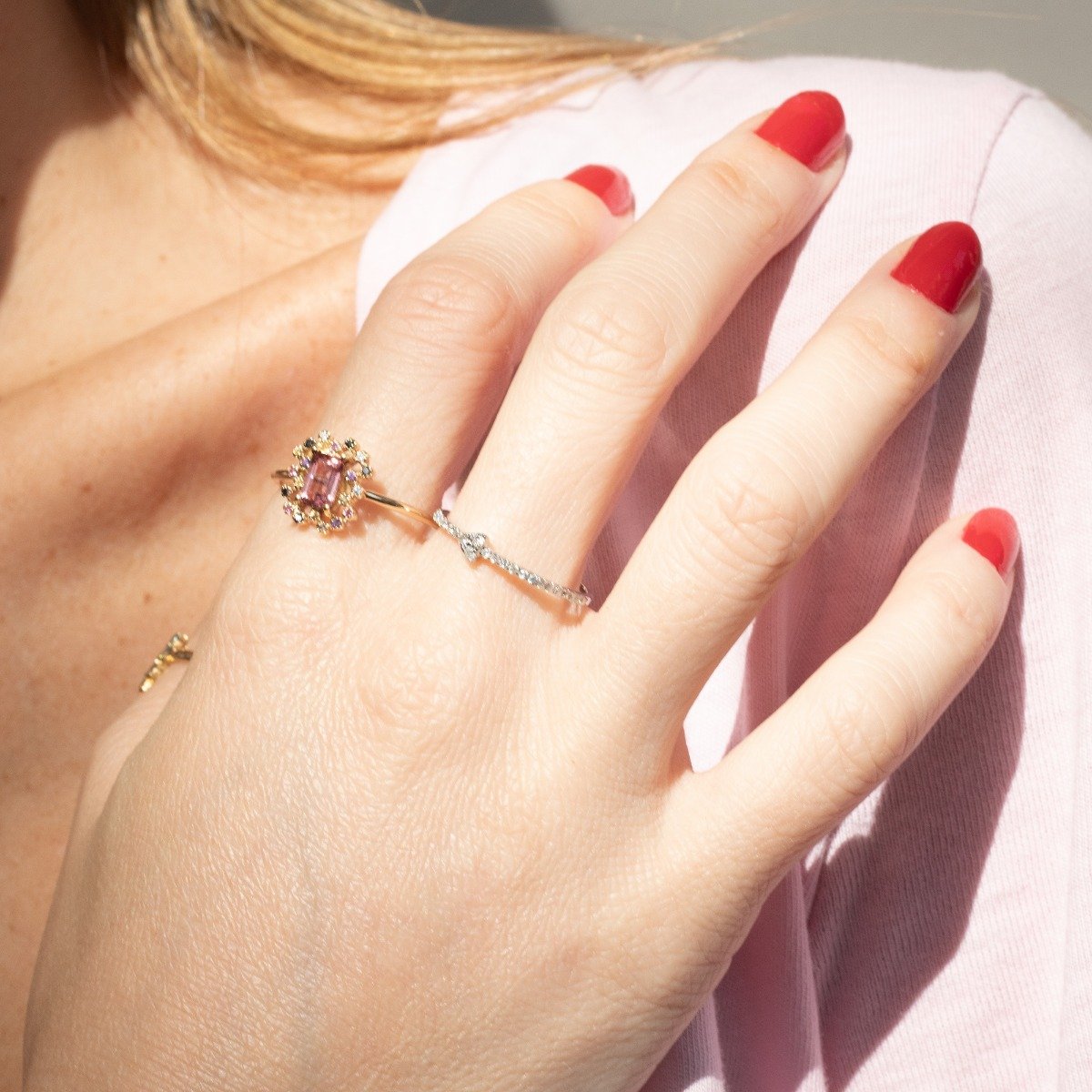 Anel Mold Safiras e Diamantes Negros