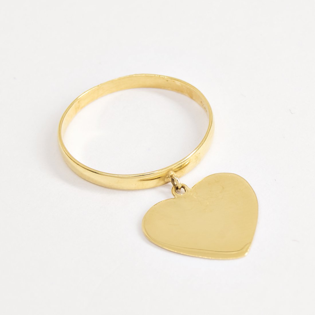 Anel Ouro 18K Coração Chapinha