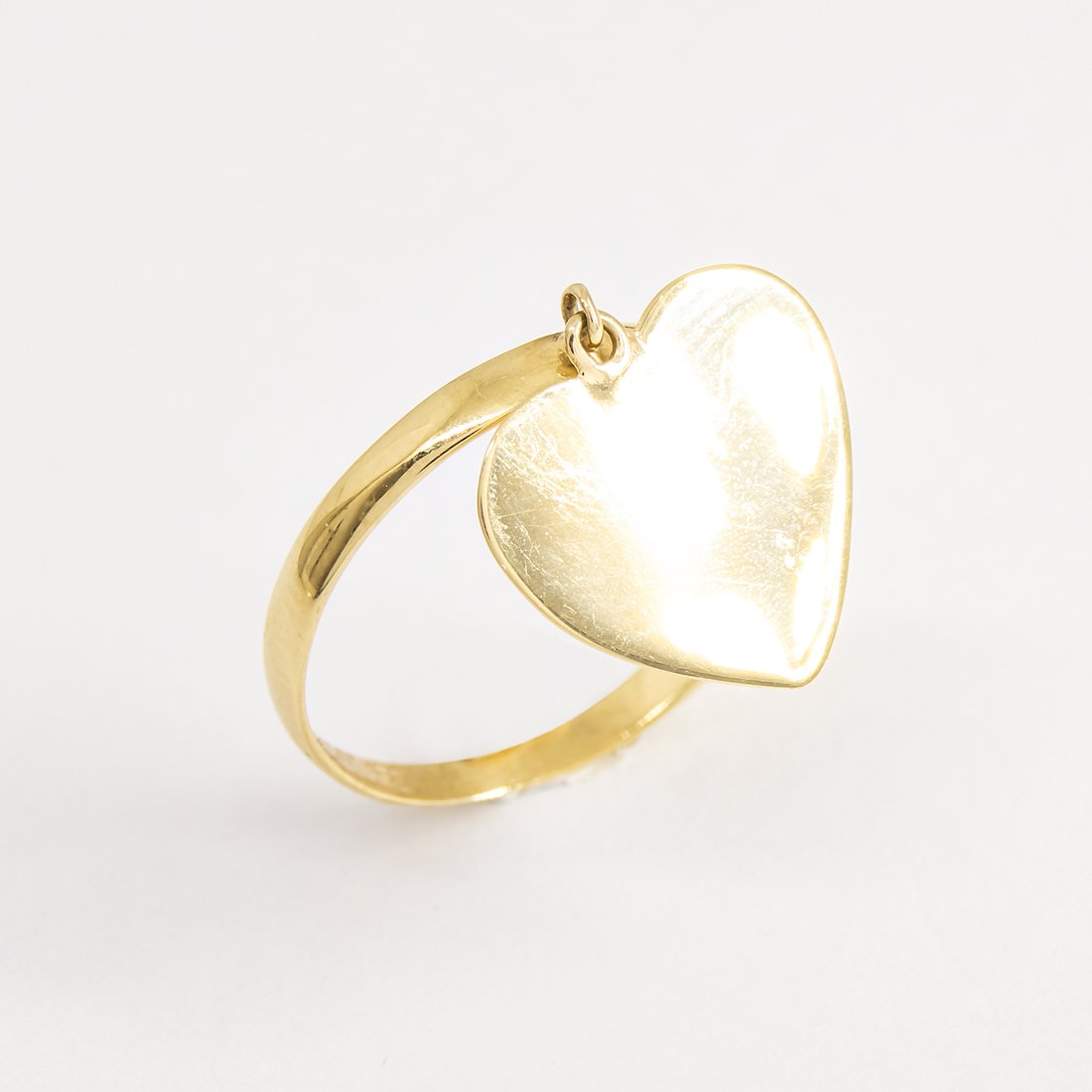 Anel Ouro 18K Coração Chapinha
