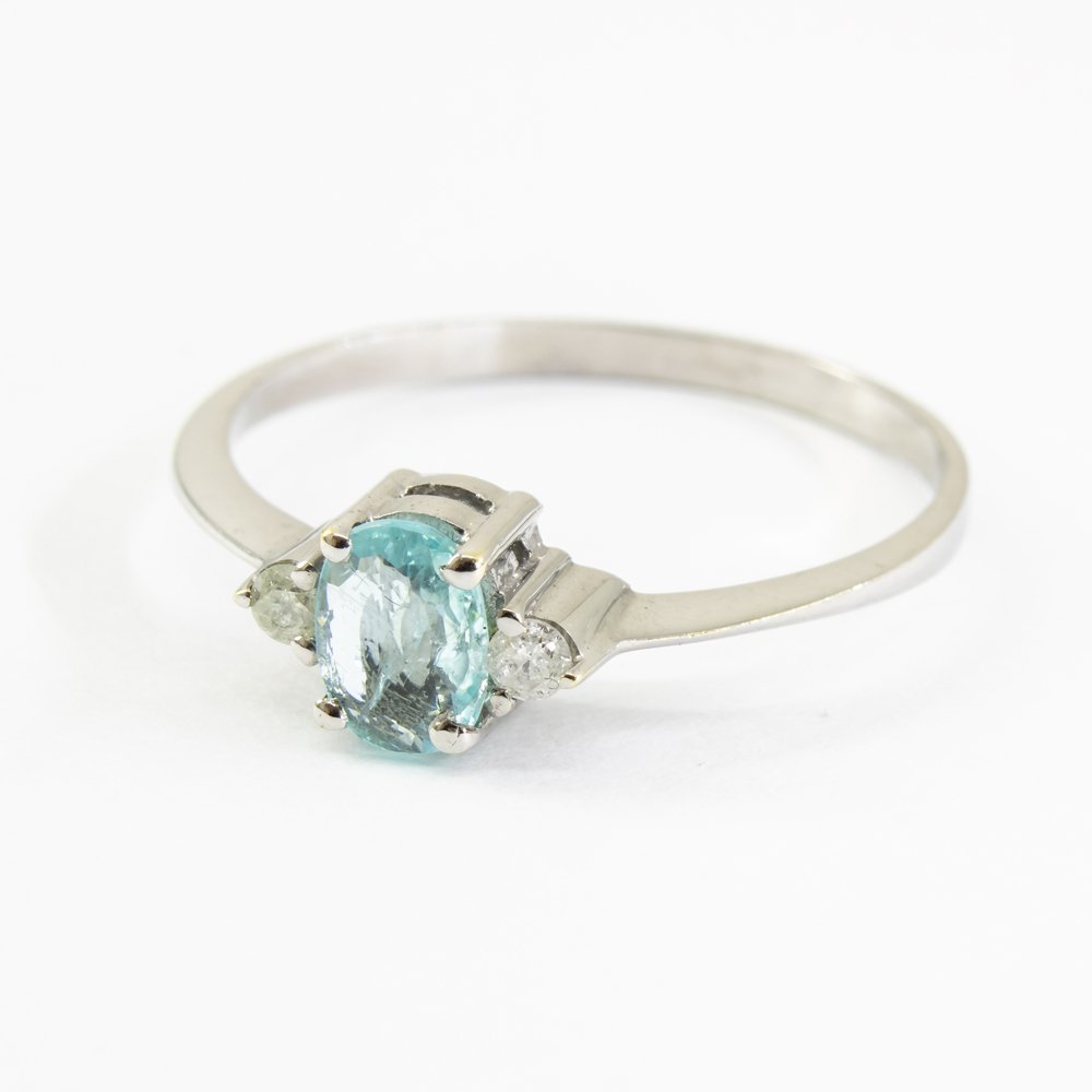 Anel Oval Turmalina Paraíba Double Diamantes 