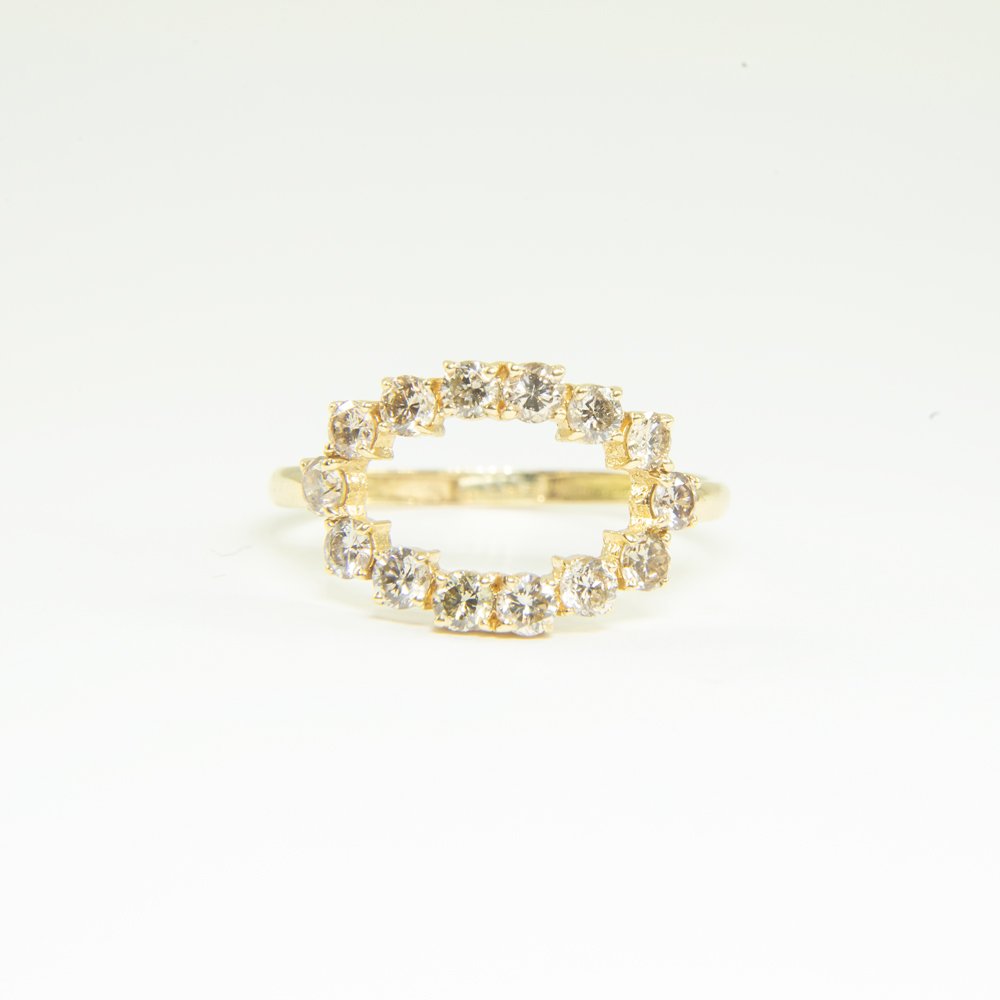 Anel Oval Vazado Diamantes Brown