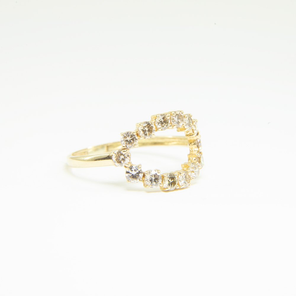 Anel Oval Vazado Diamantes Brown