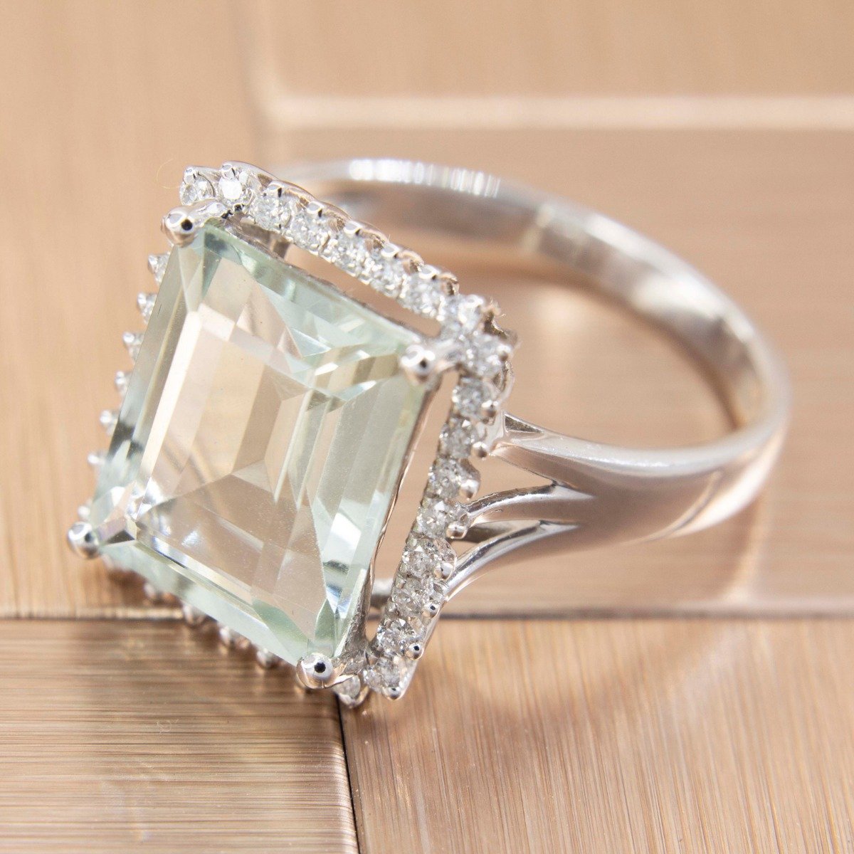 Anel Power Água Marinha e Diamantes 