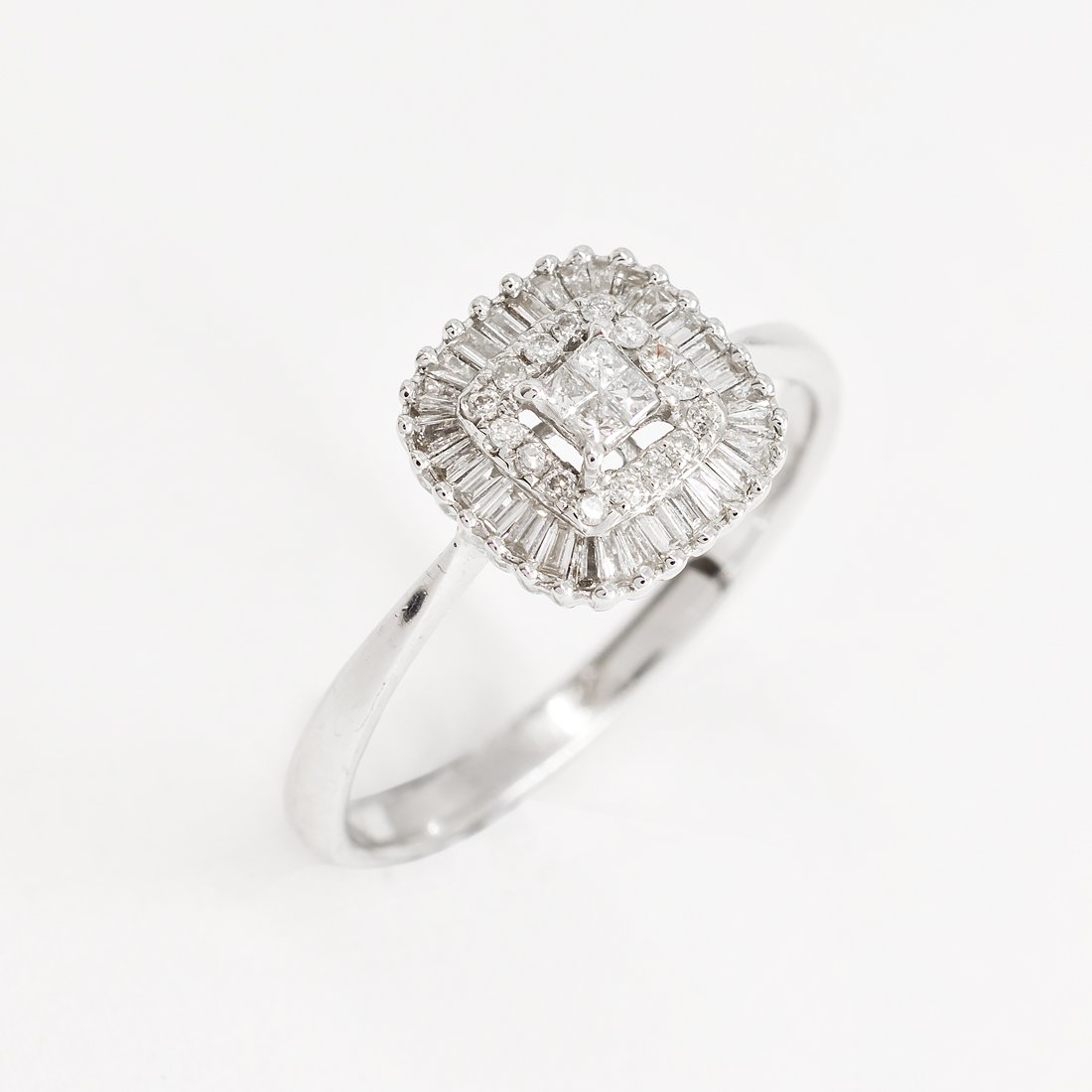 Anel quadrado diamantes baguete