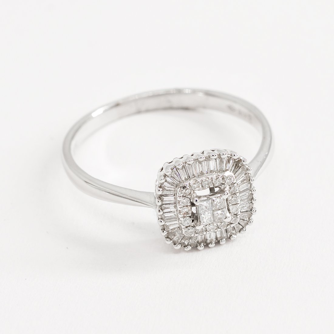 Anel quadrado diamantes baguete