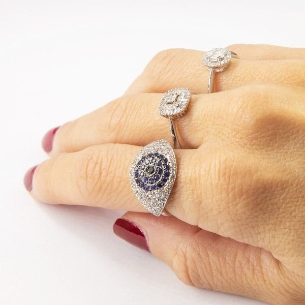Anel quadrado diamantes baguete