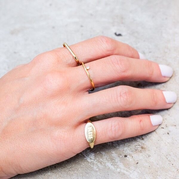 Anel Quadrado Ouro Liso 18K 