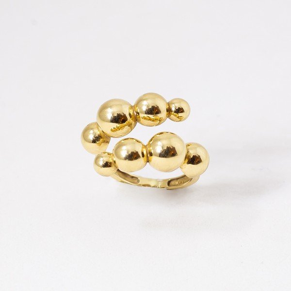 Anel Ro Bolas Ouro 18K