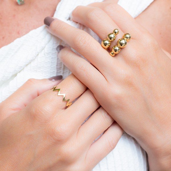 Anel Ro Bolas Ouro 18K