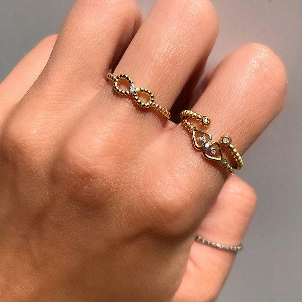 Anel Skull Bolinhas Diamantes