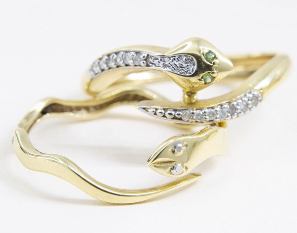 Anel Snake Esmeralda e Diamantes