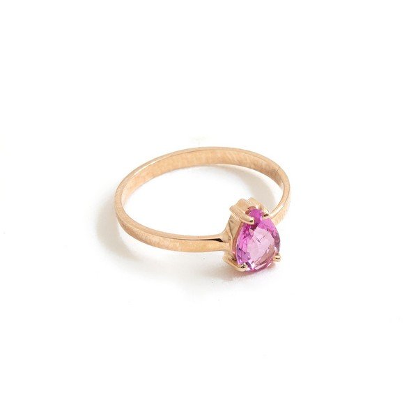 Anel Solitario Gota Turmalina Rosa 