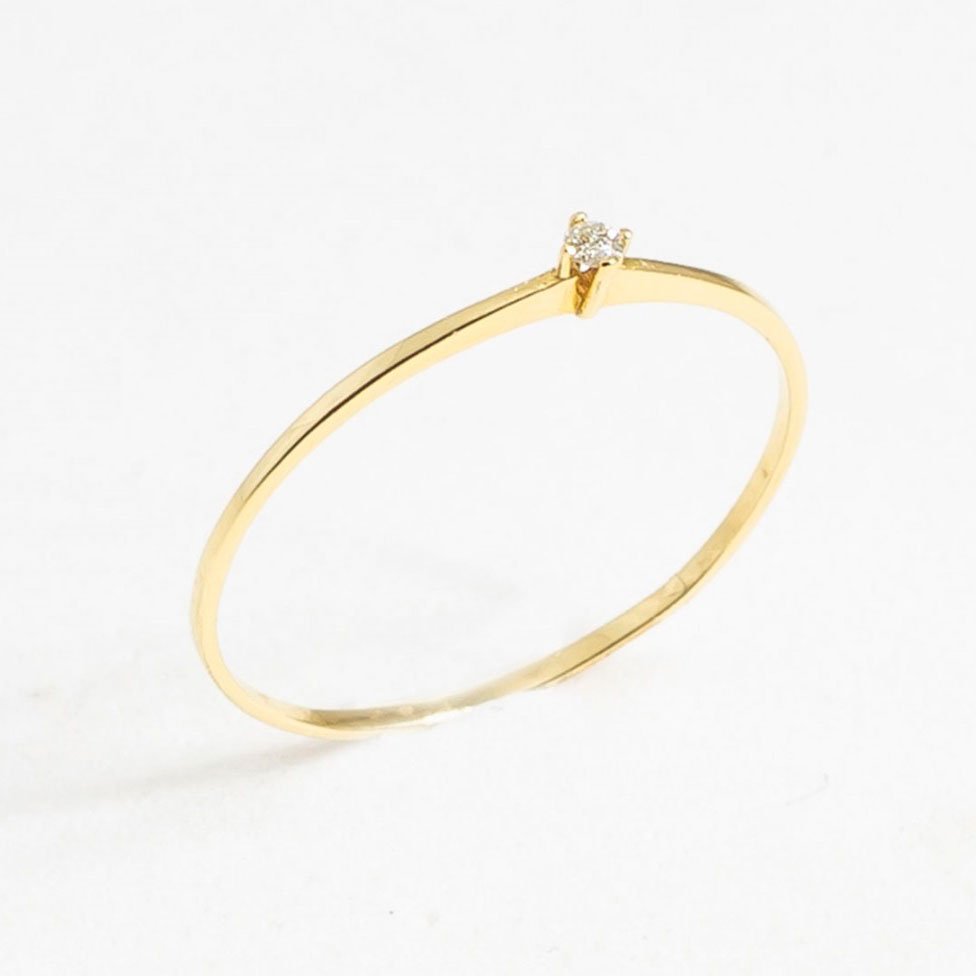 Anel Solitário Ouro 18K Diamante Pequeno