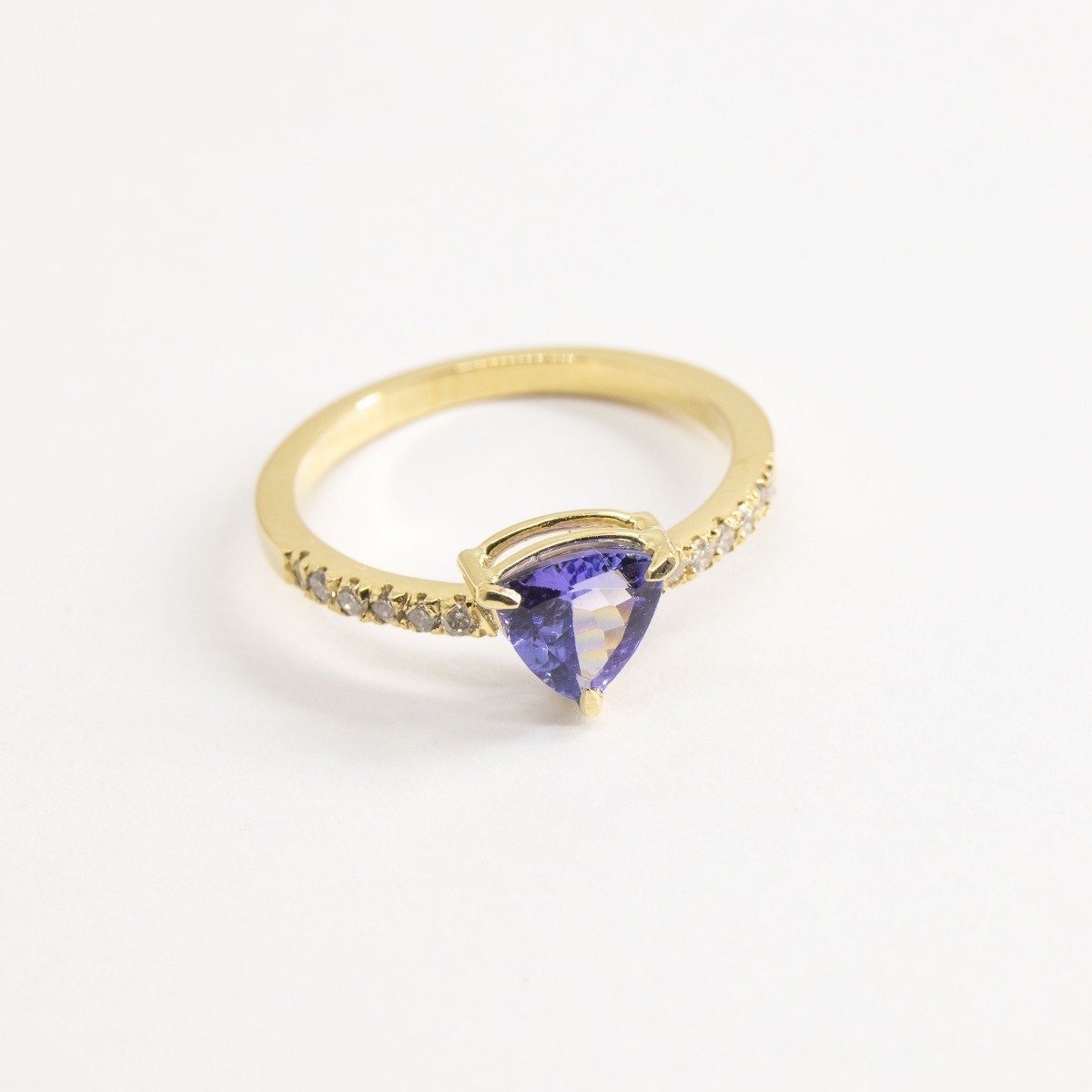 Anel Trilhon Tanzanita Diamantes