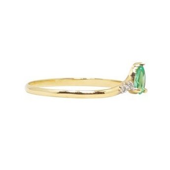 Anel V Gota Esmeralda Diamantes