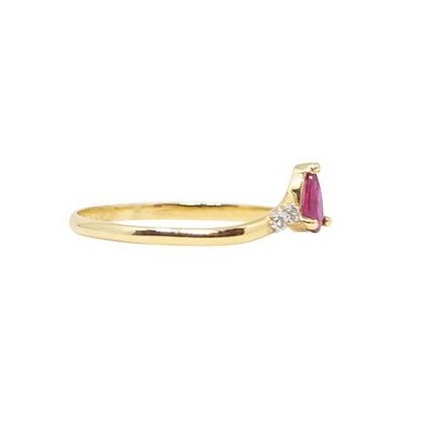Anel V Gota Rubi Diamantes