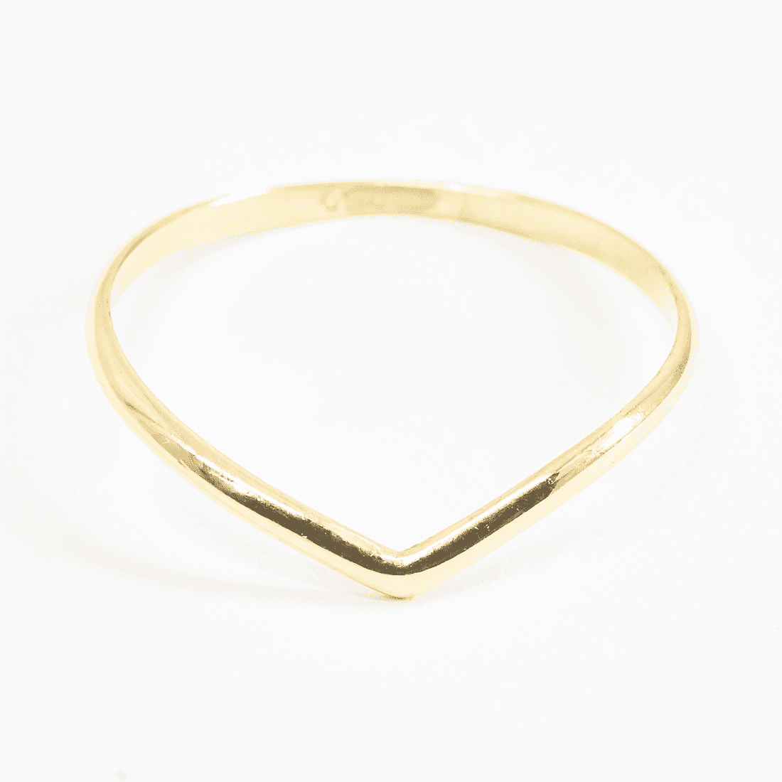 Anel V Ouro Liso 18K
