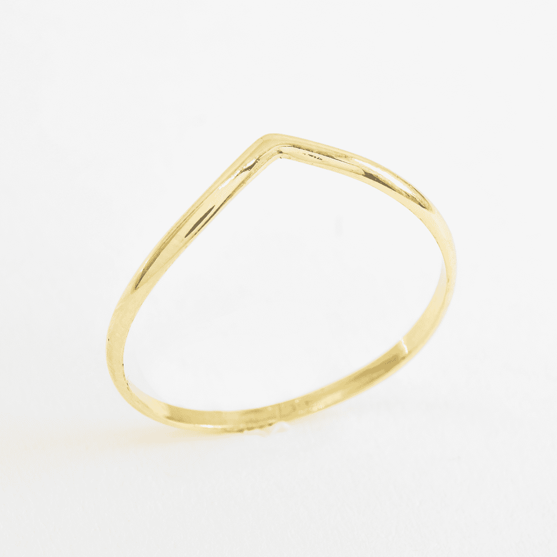 Anel V Ouro Liso 18K