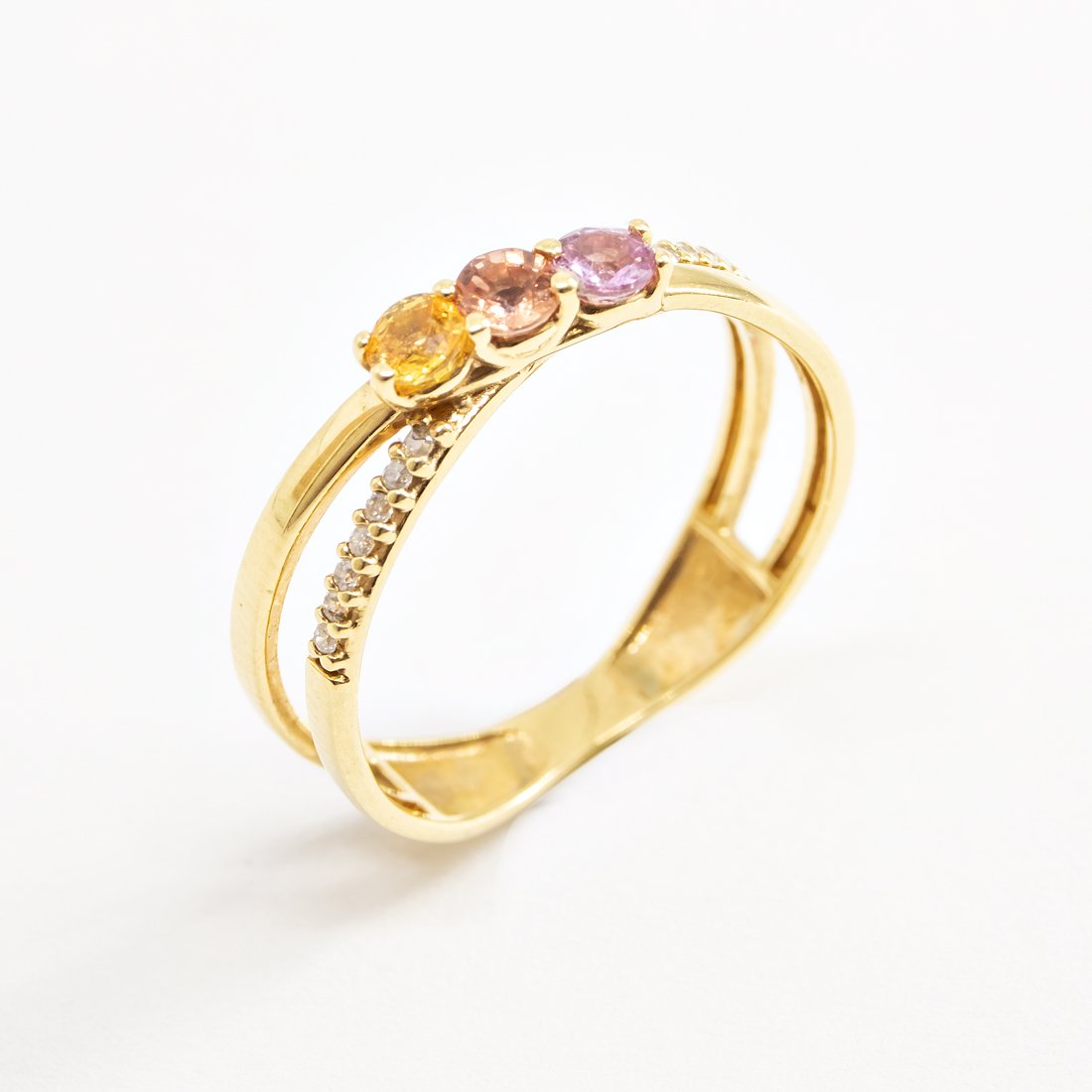 Anel x Diamantes e Safiras Coloridas