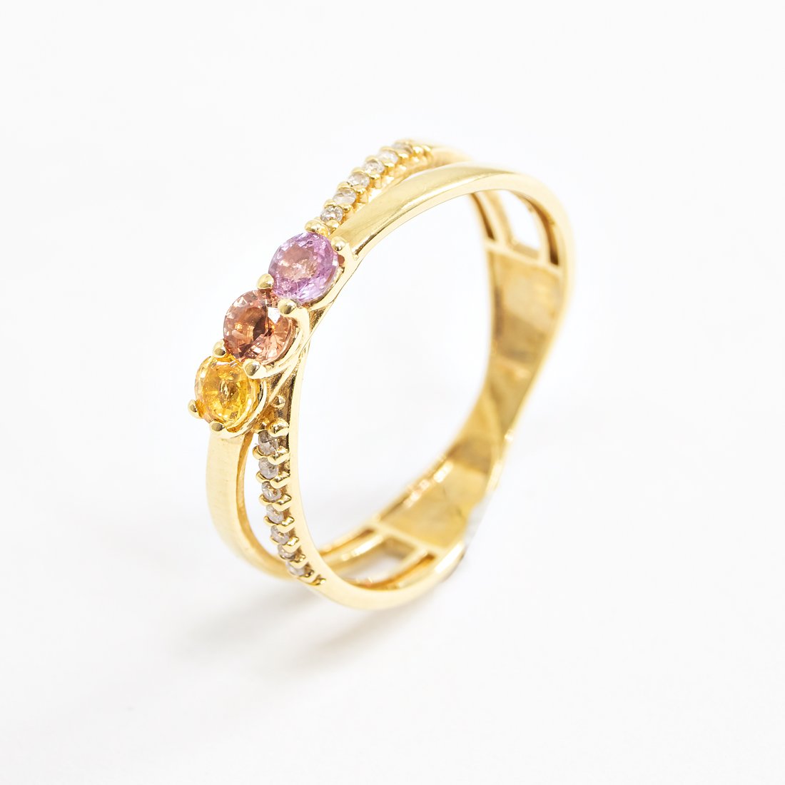 Anel x Diamantes e Safiras Coloridas