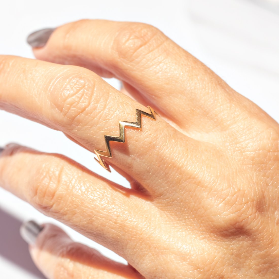 Anel Zig Zag Ouro 18k