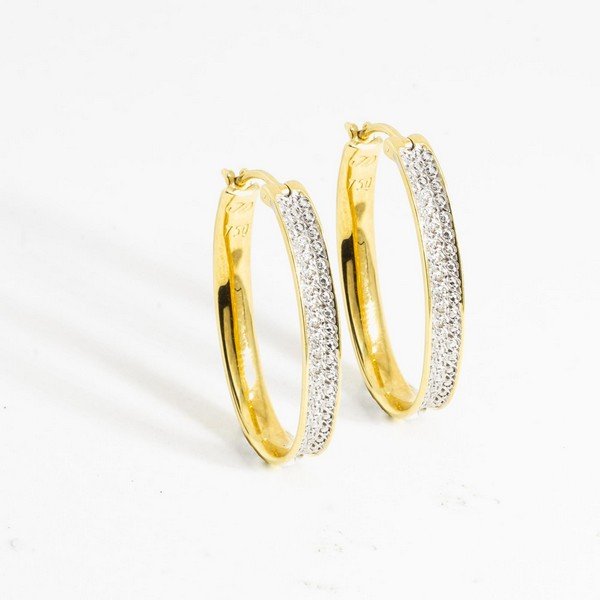 Argola Bowl Brilhantes Ouro 18K