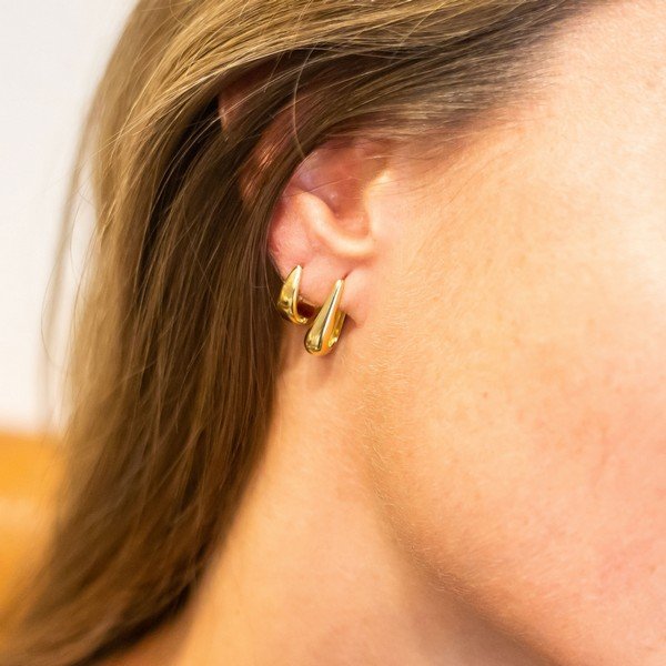 Argola Drop Petit Ouro Liso
