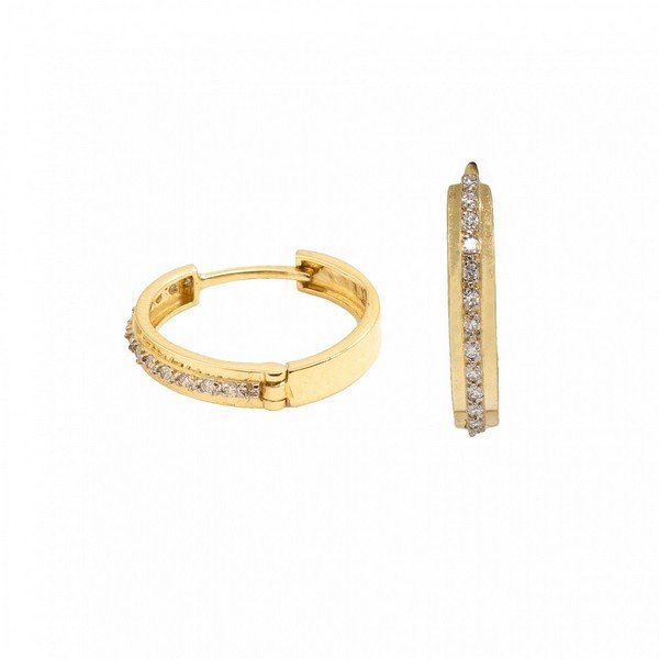 Argola e Diamantes Ouro 18k