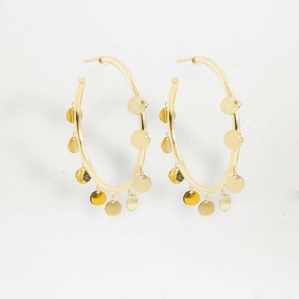Argola Plaquinhas Redondas Ouro 18K