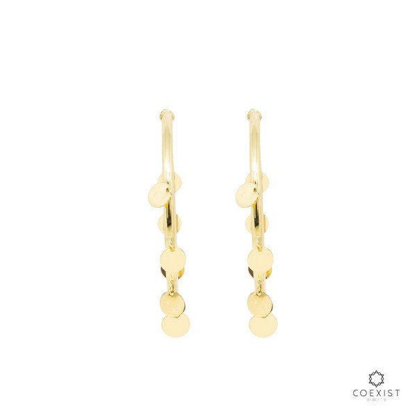 Argola Plaquinhas Redondas Ouro 18K