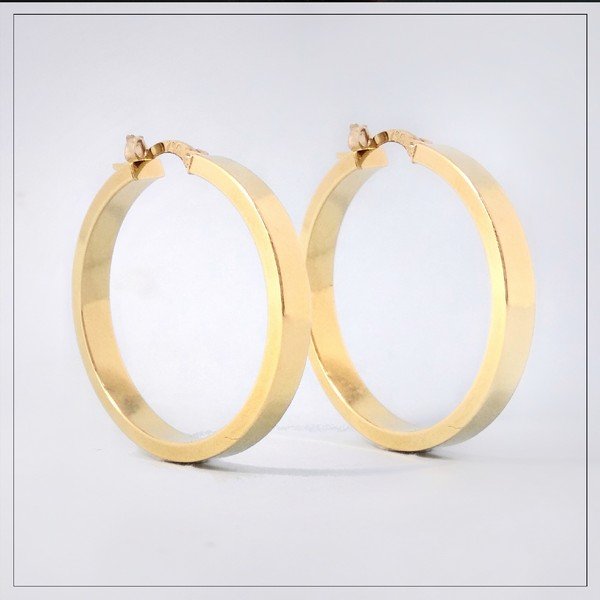 Argola Reta Larga Ouro 18K