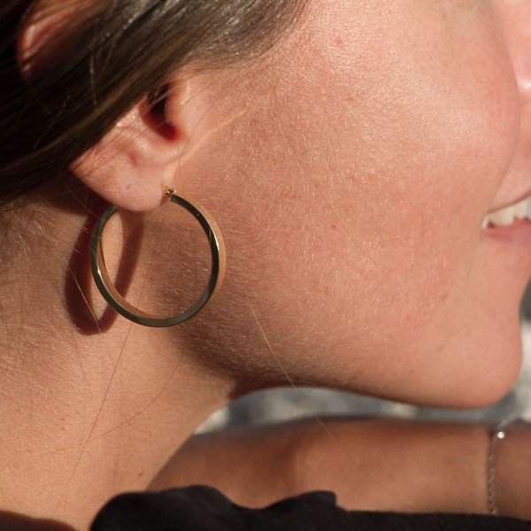 Argola Reta Larga Ouro 18K
