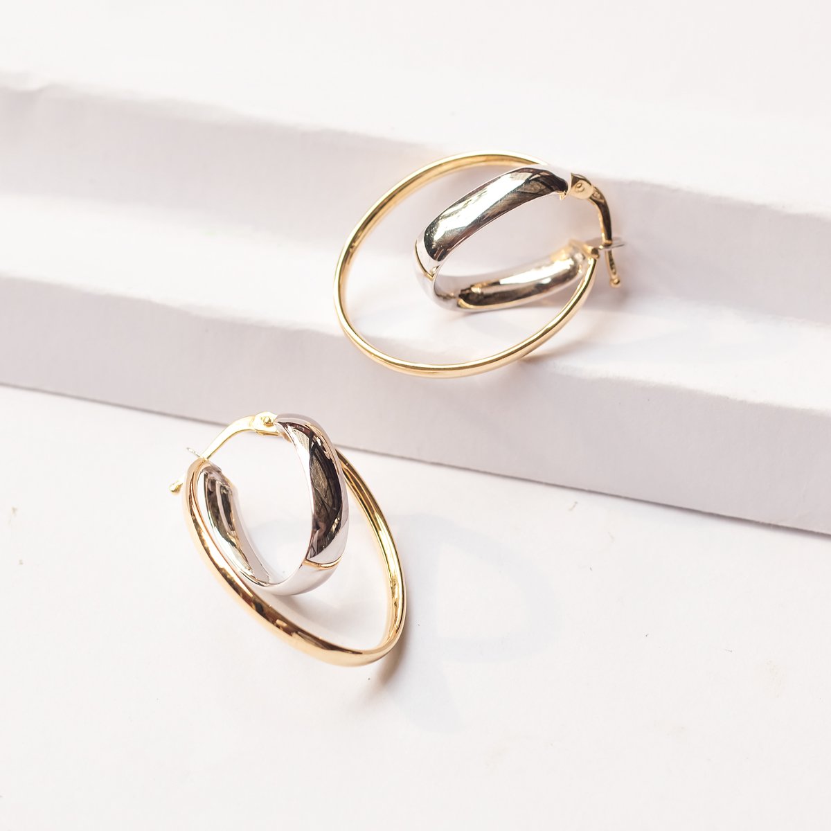 Argola Unity Duo Bicolor Ouro 18k