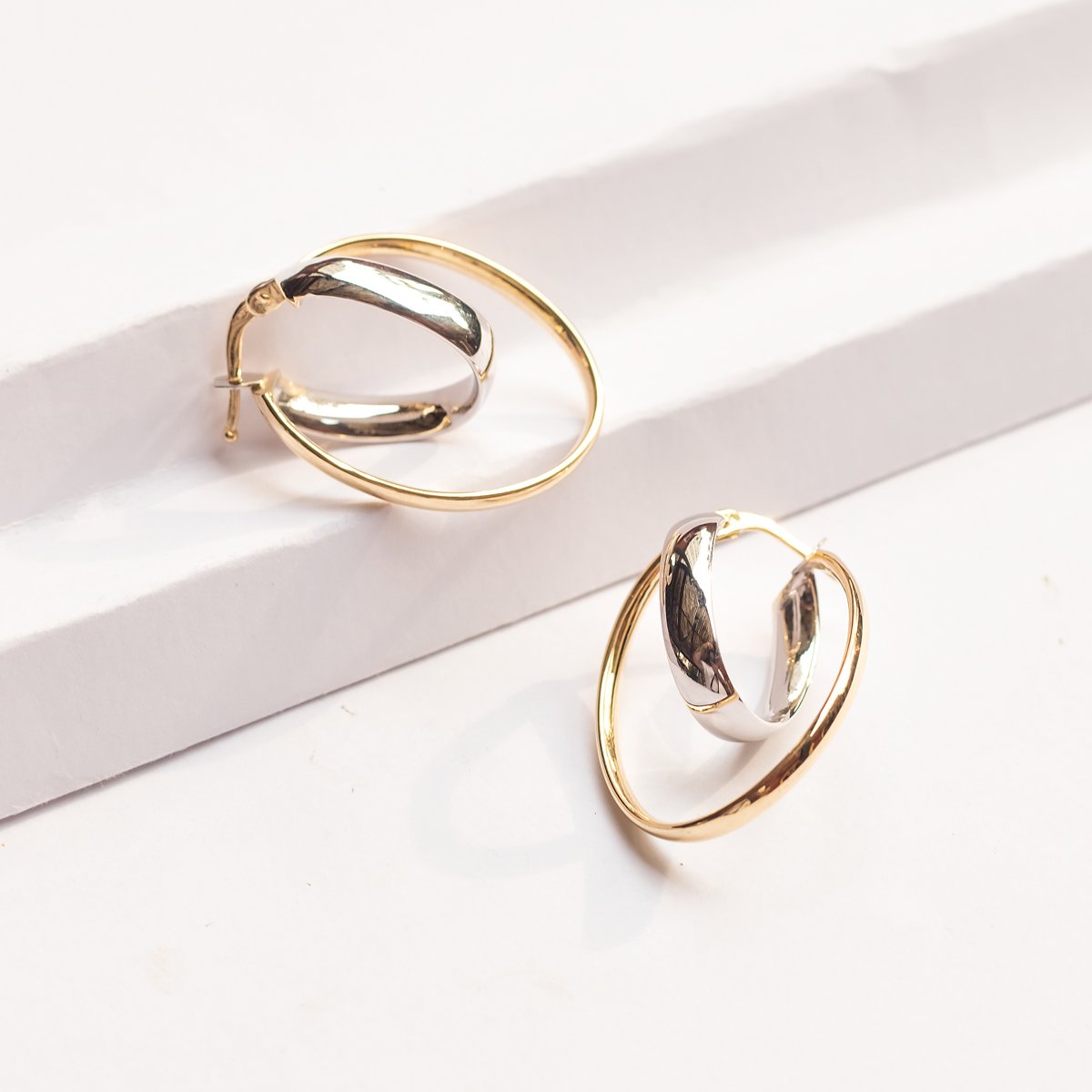 Argola Unity Duo Bicolor Ouro 18k