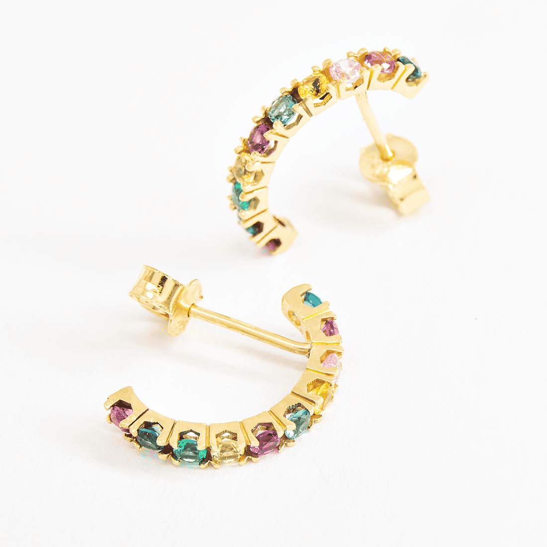 Argolinha Colorida Florescer Zircônias Ouro 18K