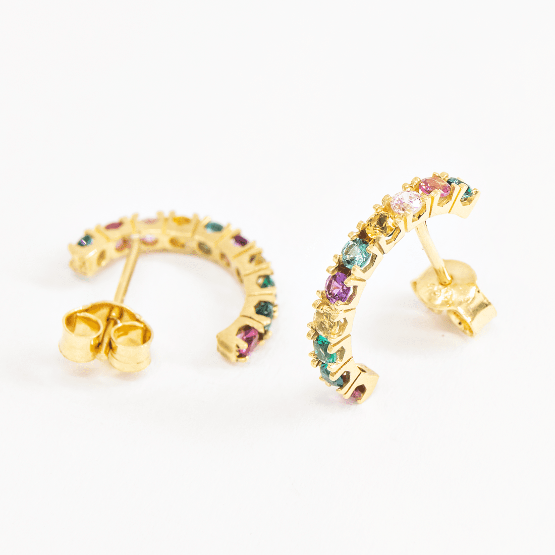 Argolinha Colorida Florescer Zircônias Ouro 18K