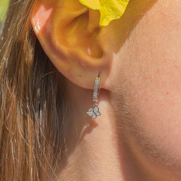Argolinha Diamantes Borboletas Florescer
